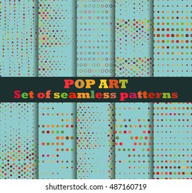 Dotted, Pop Art seamless pattern background. Pop art dotted retro style patterns. Vector illustrations.