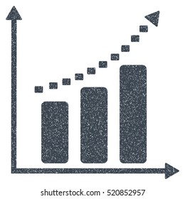 Dotted Positive Trend grainy textured icon for overlay watermark stamps. Flat symbol with dust texture. Dotted vector smooth blue ink rubber seal stamp with grunge design on a white background.