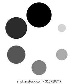 Dotted progress indicator, buffer, pre-loader symbol. (Fading to transparent)