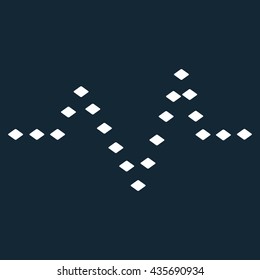Dotted Pulse vector toolbar icon. Style is flat icon symbol, white color, dark blue background, rhombus dots.