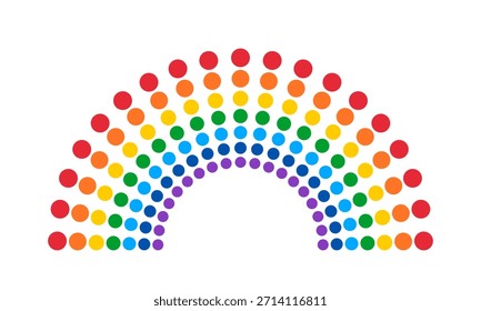 Fondo geométrico abstracto del arco iris punteado, siete líneas paralelas de colores
