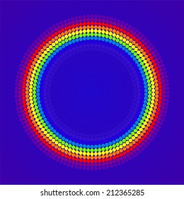 dotted rainbow circle on vivid blue background