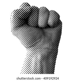 Dotted Raised Fist Vector Illustration.