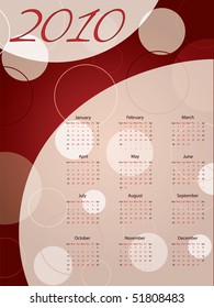 Dotted red 2010 calendar