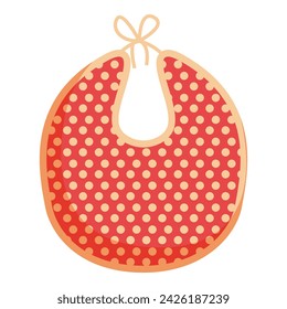 Dotted red bib icon cartoon vector. Baby dry silicone. Feeding dish plastic