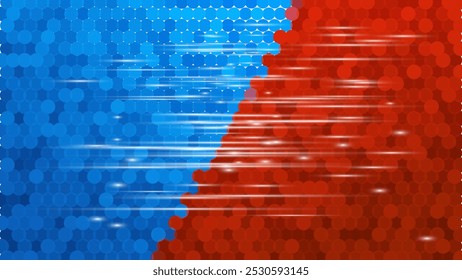  dotted red and blue split vector background  