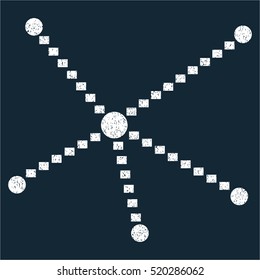 Dotted Relations grainy textured icon for overlay watermark stamps. Flat symbol with unclean texture. Dotted vector white ink rubber seal stamp with grunge design on a dark blue background.