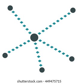 Dotted Relations vector toolbar icon. Style is bicolor flat icon symbol, soft blue colors, white background, rhombus dots.