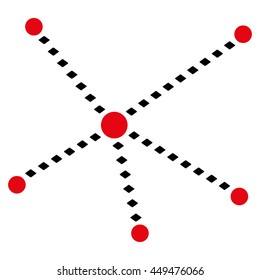 Dotted Relations vector toolbar icon. Style is bicolor flat icon symbol, intensive red and black colors, white background, rhombus dots.