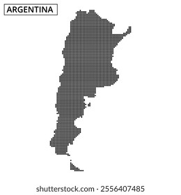 Dotted representation of Argentina showcases its unique outline while prominently displaying the country's name above.