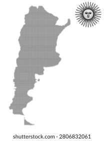 Dotted representation of Argentina showcases its unique outline while prominently displaying the country's name above.