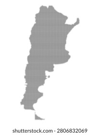 Dotted representation of Argentina showcases its unique outline while prominently displaying the country's name above.