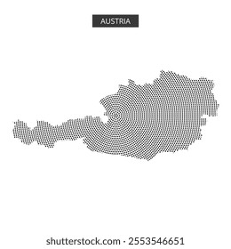 A dotted representation of Austria's map fills the space, showcasing its unique outline and borders.