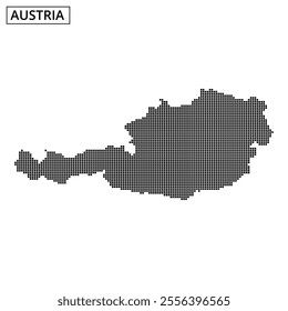 A dotted representation of Austria's map fills the space, showcasing its unique outline and borders.