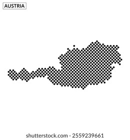 A dotted representation of Austria's map fills the space, showcasing its unique outline and borders.