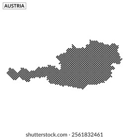 A dotted representation of Austria's map fills the space, showcasing its unique outline and borders.