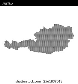 A dotted representation of Austria's map fills the space, showcasing its unique outline and borders.