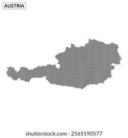 A dotted representation of Austria's map fills the space, showcasing its unique outline and borders.