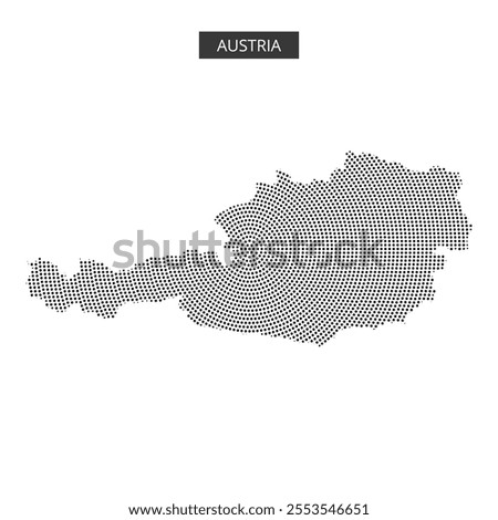 A dotted representation of Austria's map fills the space, showcasing its unique outline and borders.