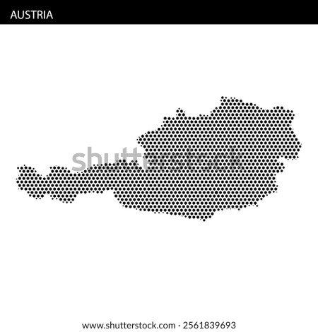 A dotted representation of Austria's map fills the space, showcasing its unique outline and borders.