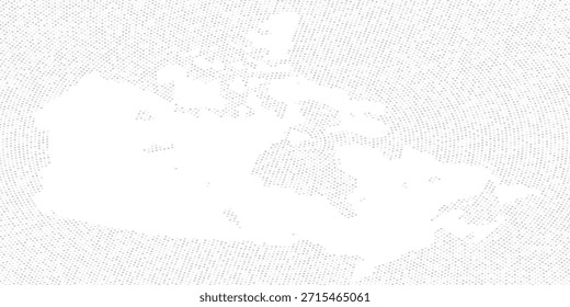 Uma representação pontilhada do Canadá destaca suas características geográficas e locais-chave, ilustrando a vasta paisagem.