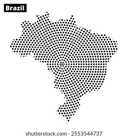 A dotted representation displays the outline of Brazil, highlighting its distinct geographical features and shape.