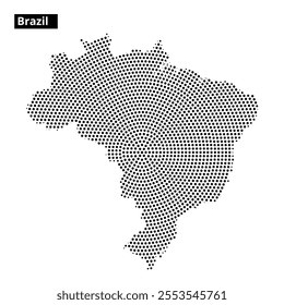 A dotted representation displays the outline of Brazil, highlighting its distinct geographical features and shape.