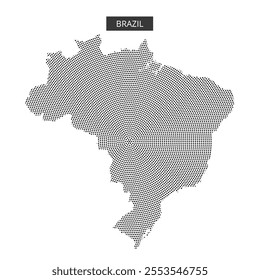 A dotted representation displays the outline of Brazil, highlighting its distinct geographical features and shape.