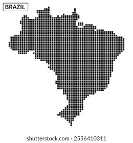 A dotted representation displays the outline of Brazil, highlighting its distinct geographical features and shape.