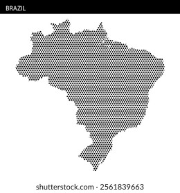 A dotted representation displays the outline of Brazil, highlighting its distinct geographical features and shape.