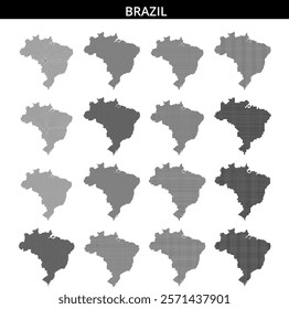 A dotted representation displays the outline of Brazil, highlighting its distinct geographical features and shape.