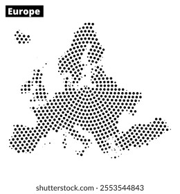 A dotted representation of Europe, showcasing countries and borders in a minimalist style suitable for educational materials.