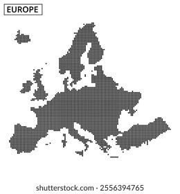 A dotted representation of Europe, showcasing countries and borders in a minimalist style suitable for educational materials.