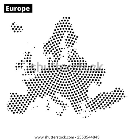 A dotted representation of Europe, showcasing countries and borders in a minimalist style suitable for educational materials.