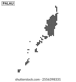 Dotted representation highlights the islands of Palau, emphasizing its geographic features and layout clearly.