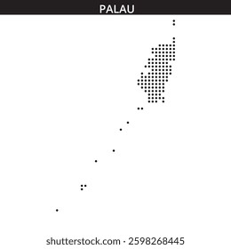 Dotted representation highlights the islands of Palau, emphasizing its geographic features and layout clearly.