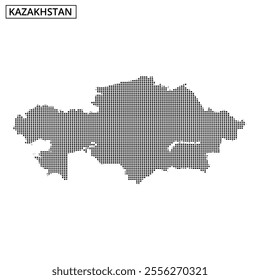 A dotted representation of Kazakhstan's map showcases its geographical shape and borders, emphasizing the country's vast area.