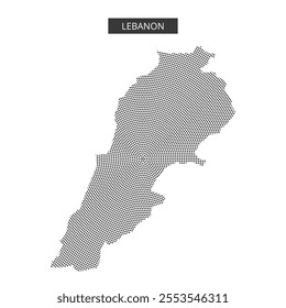 Dotted representation of Lebanon's map showcases its unique shape and geographical features. The design highlights the country's outline distinctly.