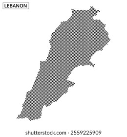 Dotted representation of Lebanon's map showcases its unique shape and geographical features. The design highlights the country's outline distinctly.