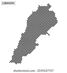 Dotted representation of Lebanon's map showcases its unique shape and geographical features. The design highlights the country's outline distinctly.