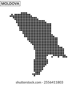 Dotted representation of the map of Moldova showcases its geographical outline and form in a clear design.