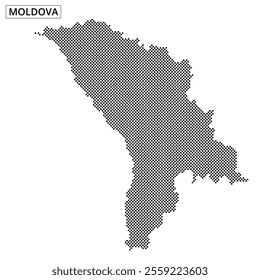 Dotted representation of the map of Moldova showcases its geographical outline and form in a clear design.