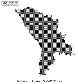 Dotted representation of the map of Moldova showcases its geographical outline and form in a clear design.