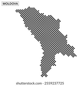 Dotted representation of the map of Moldova showcases its geographical outline and form in a clear design.