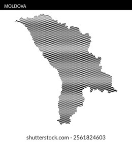 Dotted representation of the map of Moldova showcases its geographical outline and form in a clear design.