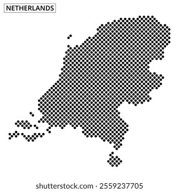 The dotted representation of the Netherlands highlights its geographical contours and outlines distinct areas artistically.