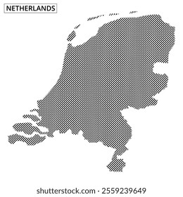 The dotted representation of the Netherlands highlights its geographical contours and outlines distinct areas artistically.