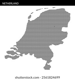 The dotted representation of the Netherlands highlights its geographical contours and outlines distinct areas artistically.