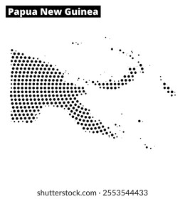 Dotted representation of Papua New Guinea showcasing its unique geographical shape and features.