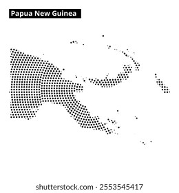 Dotted representation of Papua New Guinea showcasing its unique geographical shape and features.